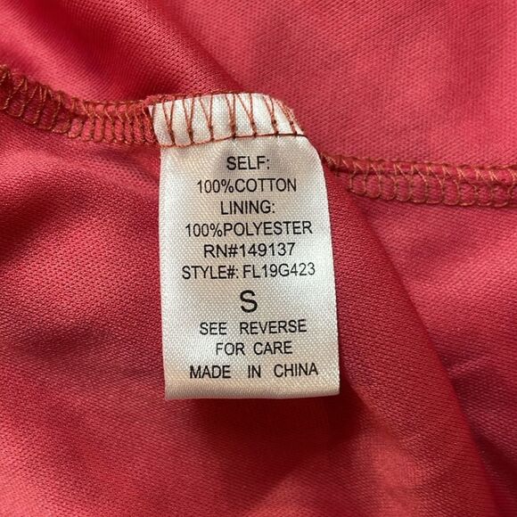 Favlux Women’s Rust Red White Tropical Leaf Print Tie Front Mini Dress Sz S - Picture 8 of 8